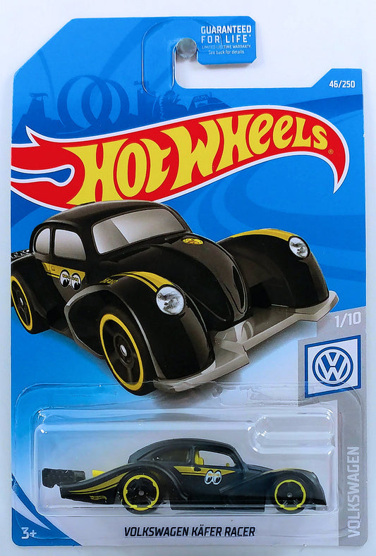 Hot Wheels 2019 - Collector # 046/250 - Volkswagen 1/10 - Volkswagen Käfer Racer - Matte Black / Mooneyes - USA Card