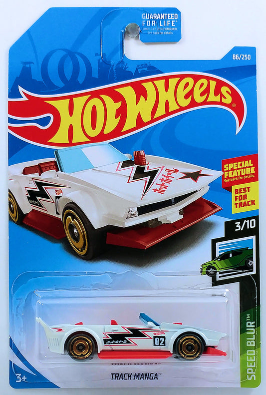 Hot Wheels 2019 - Collector # 086/250 - Speed Blur 3/10 - Track Manga - White - USA Card