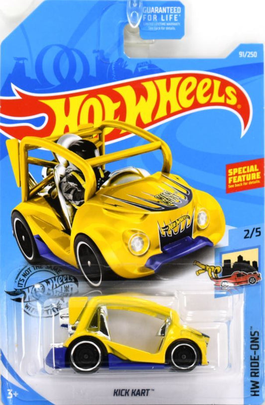 Hot Wheels 2019 - Collector # 091/250 - HW Ride-Ons 2/5 - Kick Kart - Yellow - USA Card