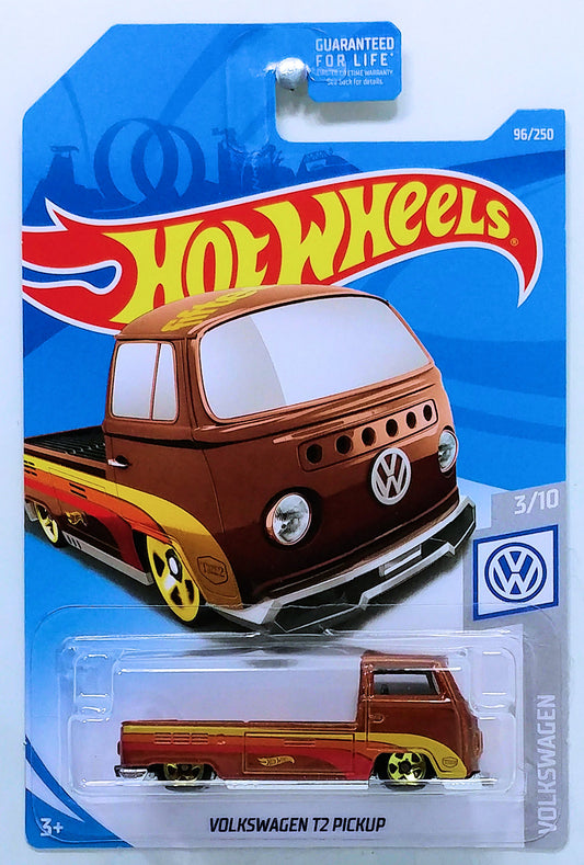 Hot Wheels 2019 - Collector # 096/250 - Volkswagen 3/10 - Volkswagen T2 Pickup - Brown - USA Card