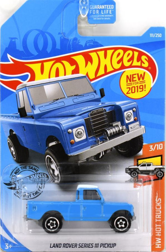 Hot Wheels 2019 - Collector # 111/250 - HW Hot Trucks 3/10 - New Models - Land Rover Series III Pickup - Sky Blue - USA