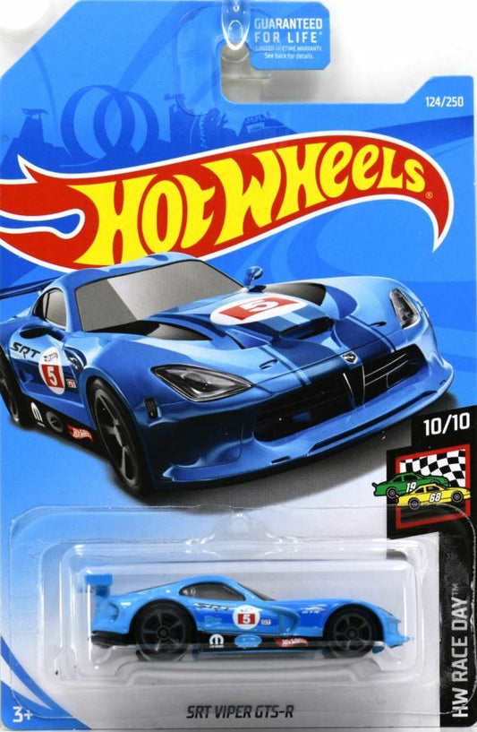 Hot Wheels 2019 - Collector # 124/250 - HW Race Day 10/10 - SRT Viper GTS-R - Blue - USA Card