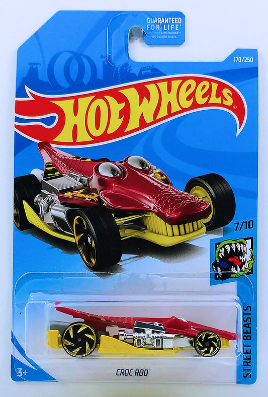 Hot Wheels 2019 - Collector # 170/250 - Street Beasts 7/10 - Croc Rod - Red - USA Card