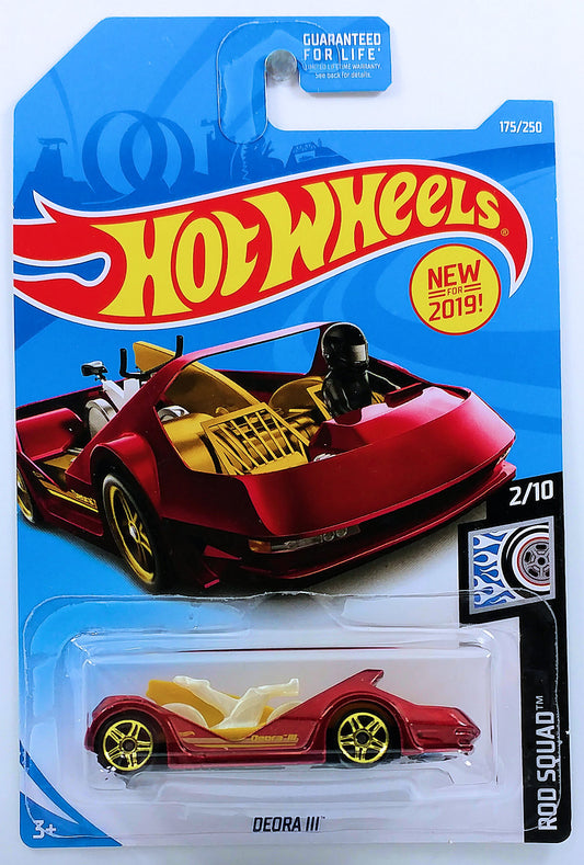 Hot Wheels 2019 - Collector # 175/250 - Rod Squad 2/10 - New Model - Deora III - Red Metalflake - USA Card