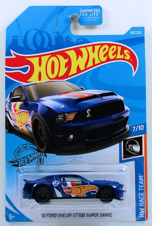 Hot Wheels 2019 - Collector # 192/250 - HW Race Team 7/10 - '10 Ford Shelby GT-500 Super Snake - Dark Blue / Hot Wheels Racing - USA Card