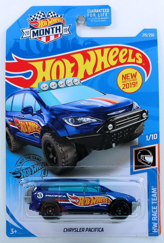 Hot Wheels 2019 - Collector # 215/250 - HW Race Team 1/10 - New Models - Chrysler Pacifica - Dark Blue / Hot Wheels Racing - USA 'Month' Card