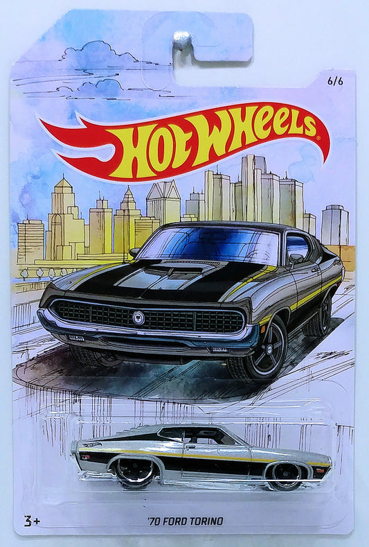 Hot Wheels 2018 - Theme / Detroit Muscle Series 6/6 - '70 Ford Torino - Silver Metalflake - OH5Sp Wheels - Walmart Exclusive