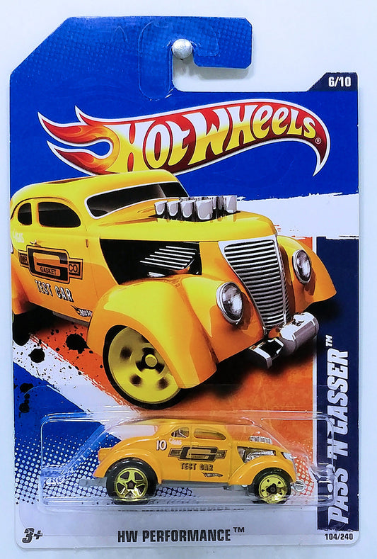 Hot Wheels 2010 - Collector # 104/240 - HW Performance 6/10 - Pass'n Gasser - Dark Yellow / Mr. Gasket - USA '11 Card