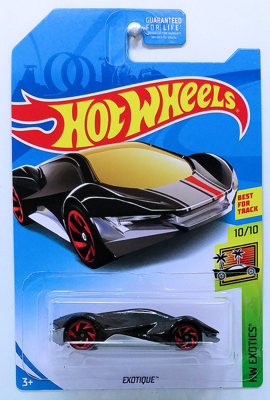 Hot Wheels 2018 - Collector # NONE - HW Exotics 10/10 - Exotique - Black Metalflake - KMart Exclusive - USA Card