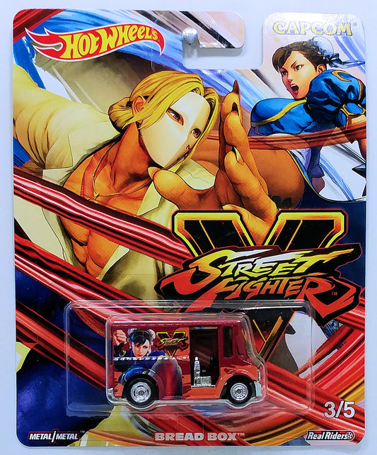 Hot Wheels 2018 - Premium / Pop Culture / Capcom / Street Fighter V # 3/5 - Bread Box - Red / Vega & Chun-Li - Metal/Metal & Real Riders