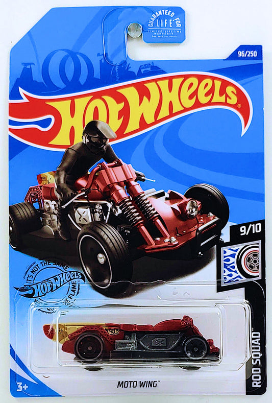 Hot Wheels 2020 - Collector # 096/250 - Rod Squad 9/10 - Moto Wing - Satin Red - USA Card