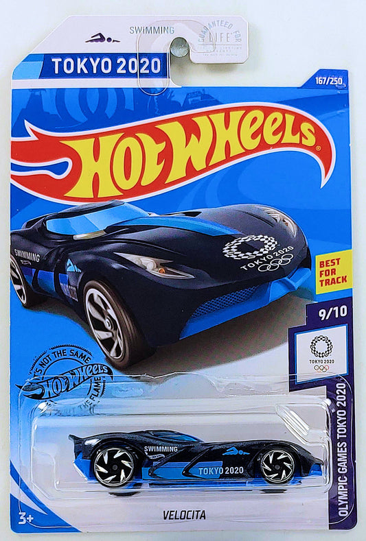 Hot Wheels 2020 - Collector # 167/250 - Olympic Games Tokyo 2020 9/10 - Velocita - Metalflake Midnight Blue - USA Card