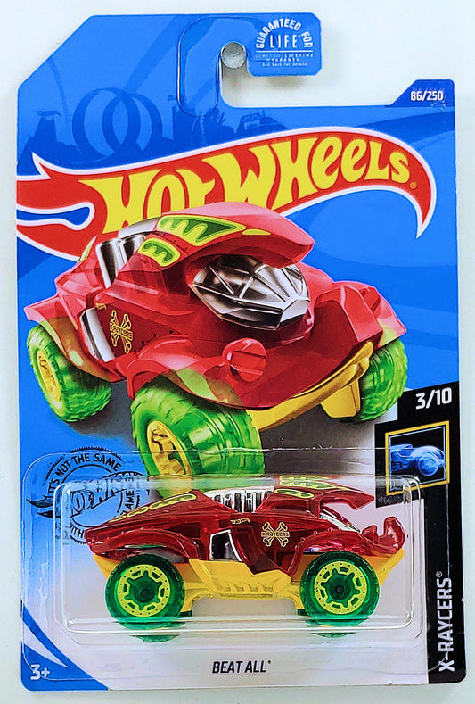 Hot Wheels 2020 - Collector # 086/250 - X-Raycers 3/10 - Beat All - Transparent Red - USA Card