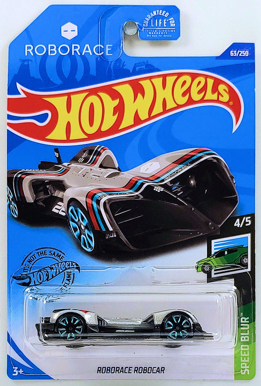 Hot Wheels 2020 - Collector # 063/250 - Speed Blur 4/5 - Roborace Robocar - Silver Gray & Black / #26 - USA Card