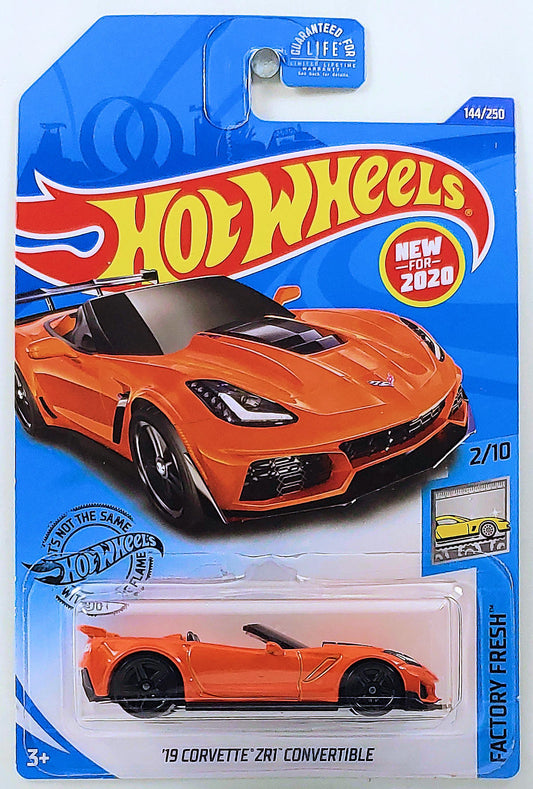 Hot Wheels 2020 - Collector # 144/250 - Factory Fresh 2/10 - New Models - '19 Corvette ZR1 Convertible - Orange - USA Card