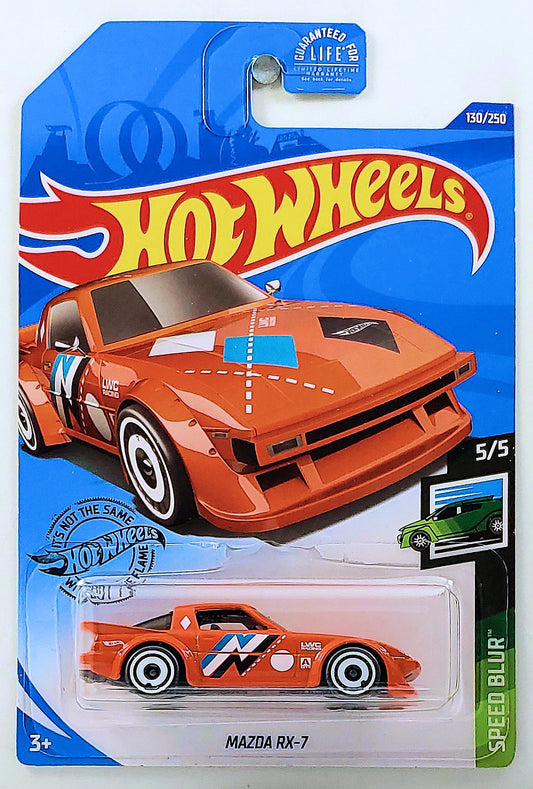 Hot Wheels 2020 - Collector # 130/250 - Speed Blur 5/5 - '95 Mazda RX-7 - Orange - USA Card
