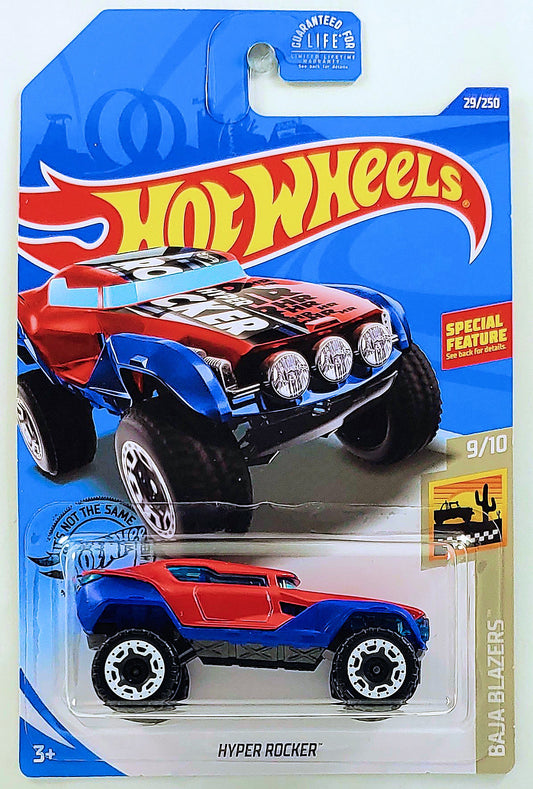 Hot Wheels 2020 - Collector # 029/250 - Baja Blazers 9/10 - Hyper Rocker - Red with Blue Fenders - USA Card