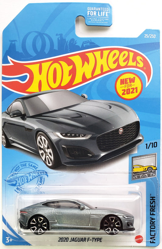 Hot Wheels 2021 - Collector # 025/250 - Factory Fresh 1/10 - New Models - 2020 Jaguar F-Type - Metalflake Eiger Gray - USA Card