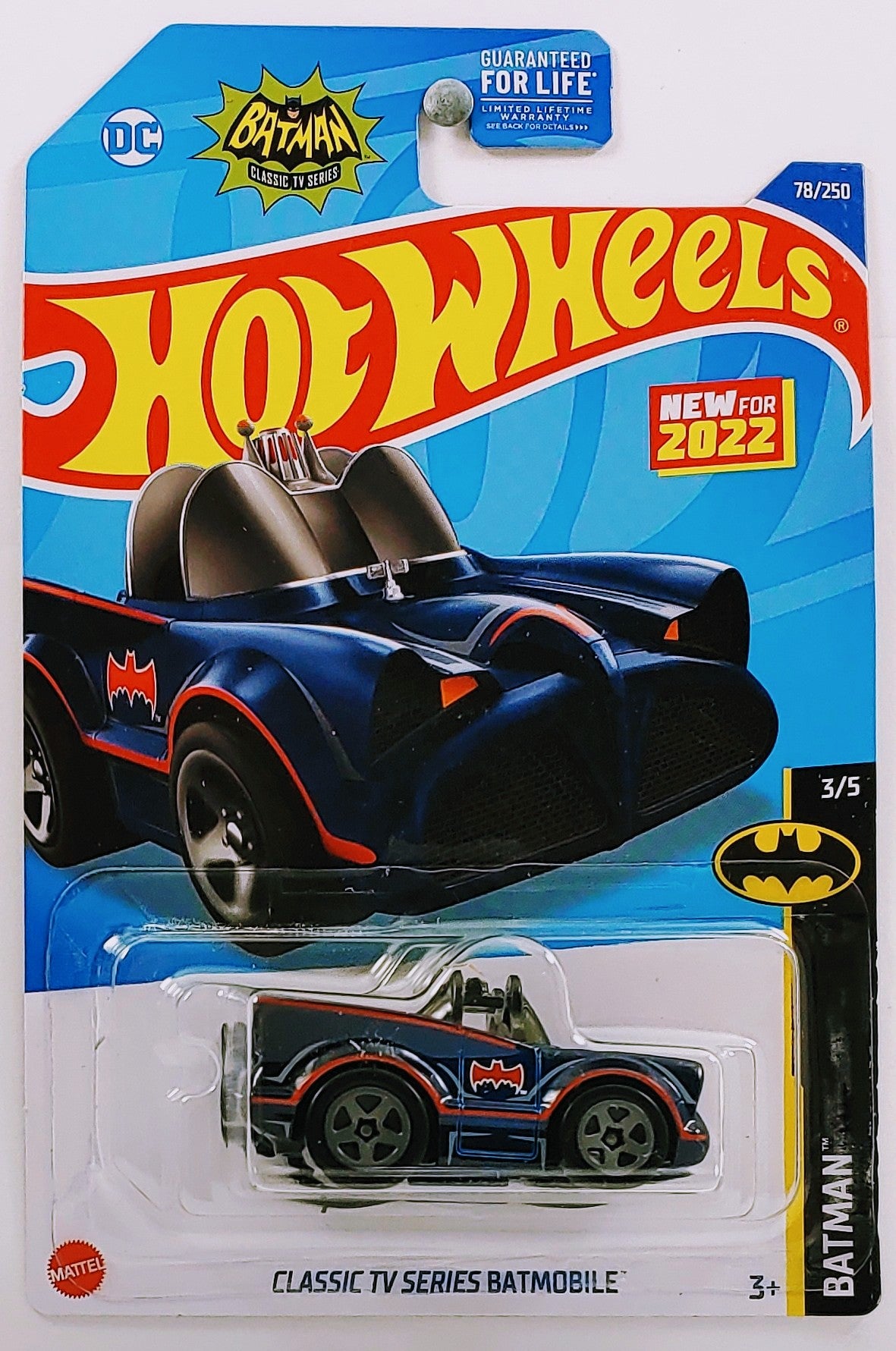 Hot Wheels 2022 - Collector # 078/250 - Batman 3/5 - New Models - Classic TV Series Batmobile ('Tooned) - Dark Blue - USA