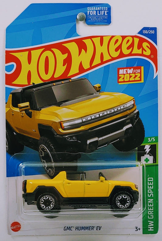 Hot Wheels 2022 - Collector # 130/250 - HW Green Speed 3/5 - New Models - GMC Hummer EV - Yellow - USA Card