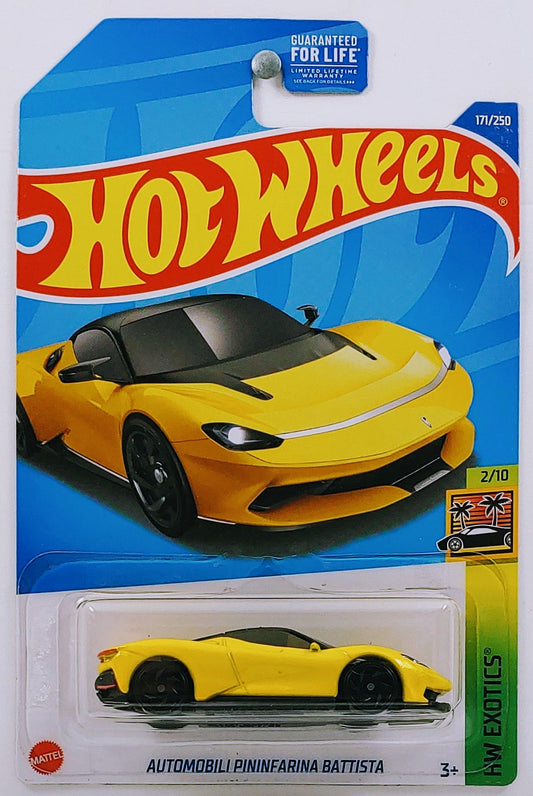 Hot Wheels 2022 - Collector # 171/250 - HW Exotics 2/10 - Automobili Pininfarina Battista - Yellow - USA Card