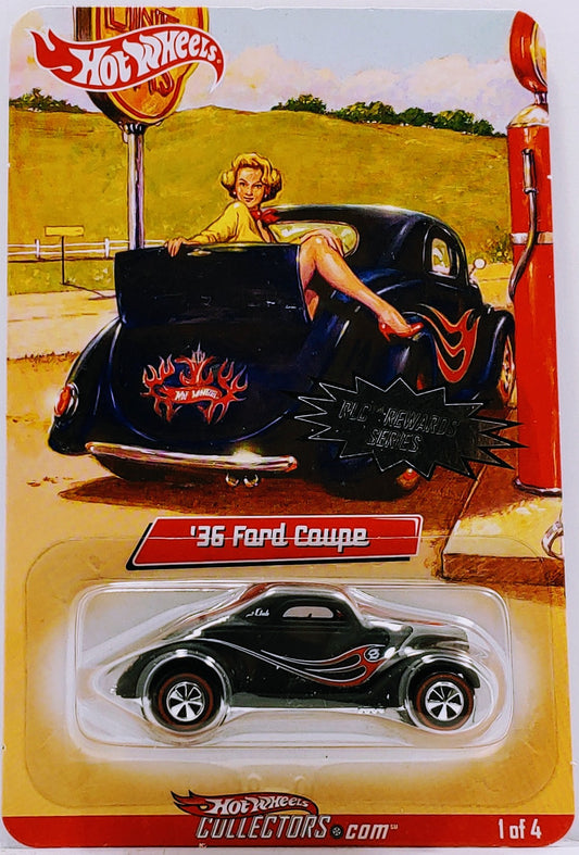 Hot Wheels 2007 - HWC / RLC Rewards Priority Cars 1/4 - '36 Ford Coupe - Black - Neo-Classic Wheels - Metal/Metal - Special Scenic Cards - Limited to 4,768 - Kar Keeper