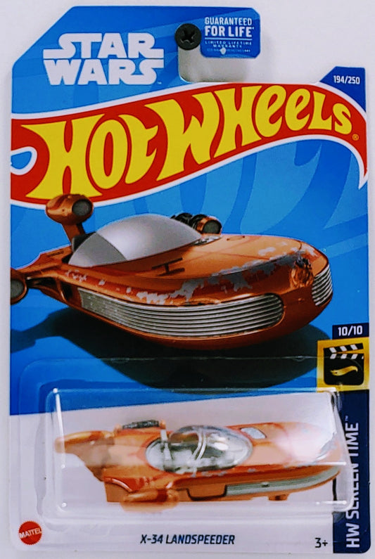 Hot Wheels 2022 - Collector # 194/250 - HW Screen Time 10/10 - X-34 Landspeeder - Matte Brown - USA Card with Star Wars