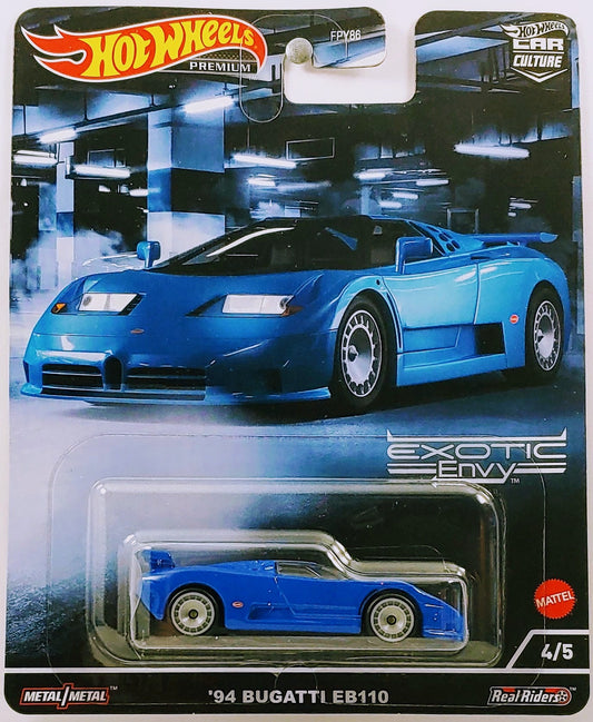 Hot Wheels 2022 - Premium / Car Culture / Exotic Envy 4/5 - '94 Bugatti EB110 - Blue - Metal/Metal & Real Riders
