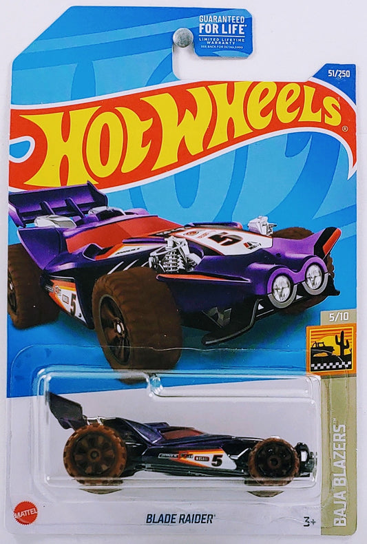 Hot Wheels 2022 - Collector # 051/250 - Baja Blazers 5/10 - Blade Raider - Purple Metalflake - USA Card