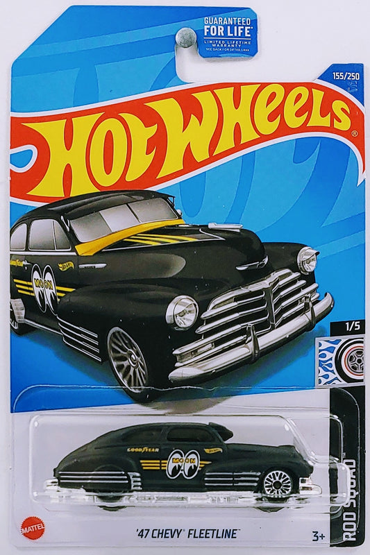Hot Wheels 2022 - Collector # 155/250 - Rod Squad 1/5 - '47 Chevy Fleetline - Matte Black / Mooneyes - USA Card