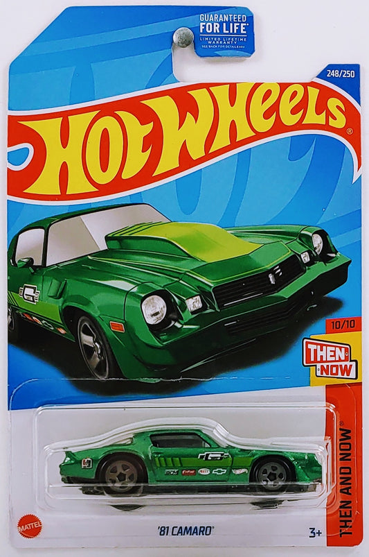 Hot Wheels 2022 - Collector # 248/250 - Then And Now 10/10 - '81 Camaro - Green - USA