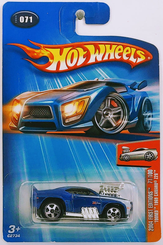 Hot Wheels 2004 - Collector # 071/212 - First Editions 71/100 - 'Tooned Camaro Z28 1969 - Blue - KMart Exclusive - USA