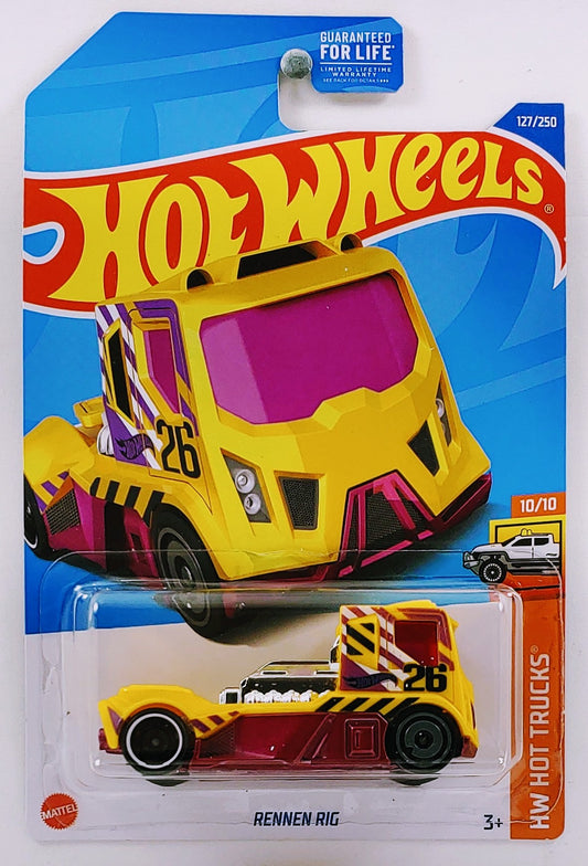 Hot Wheels 2022 - Collector 127/250 - HW Hot Trucks 10/10 - Rennen Rig - Yellow / #26 - USA Card