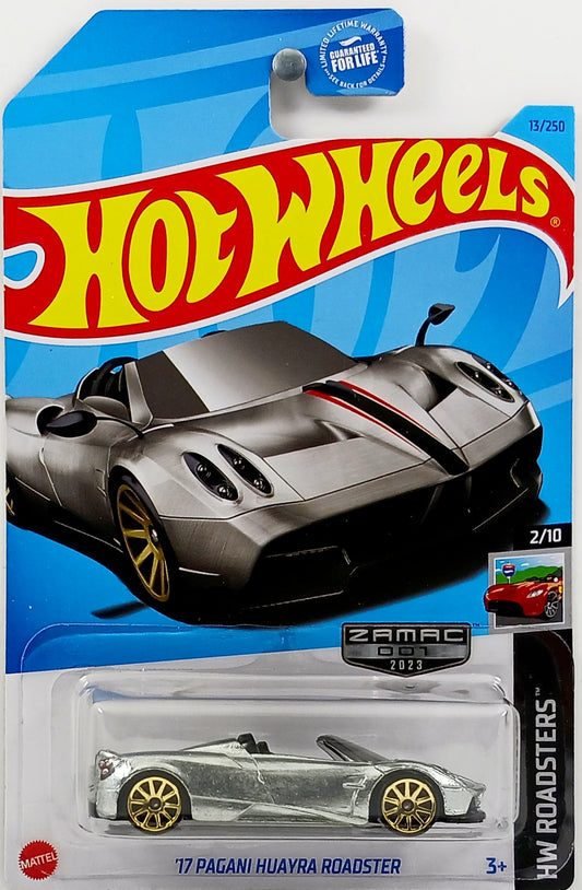 Hot Wheels 2023 - Collector # 013/250 - HW Roadsters 2/10 - ZAMAC 001 - '17 Pagani Huayra Roadster - ZAMAC - Walmart Exclusive - USA