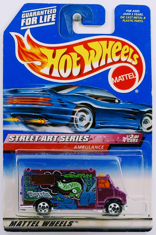 Hot Wheels 1999 - Collector # 951 - Street Art Series 3/4 - Ambulance - Purple / Speedy Graffiti - 5 Spokes - USA