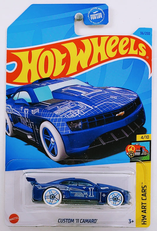 Hot Wheels 2023 - Collector # 036/250 - HW Art Cars 4/10 - Custom '11 Camaro - Blue / 'I' - USA