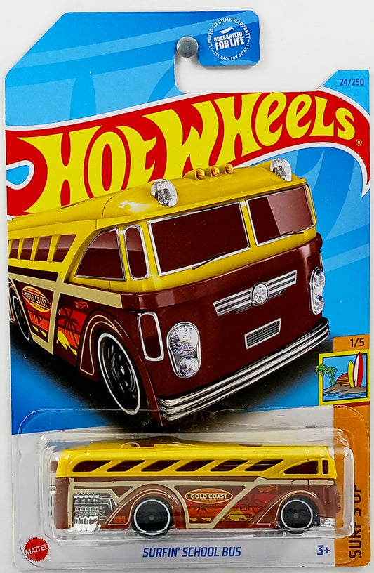 Hot Wheels 2023 - Collector # 024/250 - Surf's Up 1/5 - Surfin' School Bus - Yellow - USA