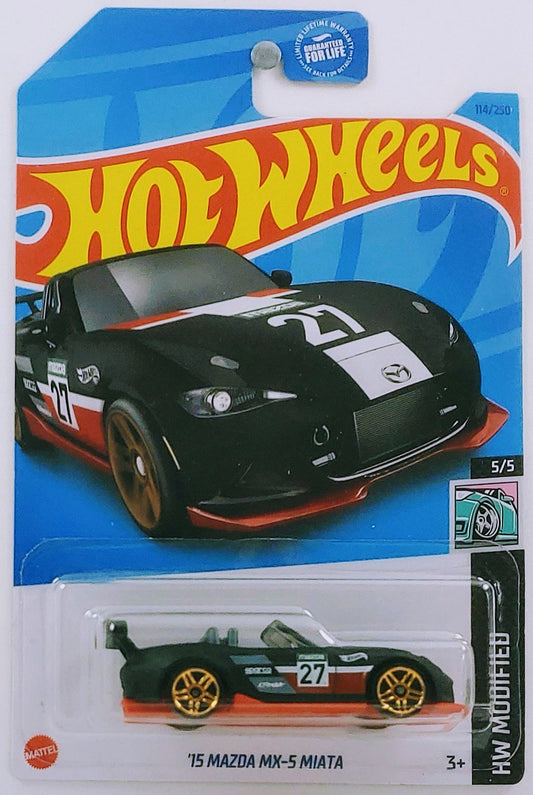 Hot Wheels 2023 - Collector # 114/250 - HW Modified 5/5 - '15 Mazda MX-5 Miata - Black / #27 - USA