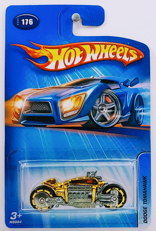 Hot Wheels 2005 - Collector # 176/183 - Dodge Tomahawk (Motorcycle) - Gold Chrome - USA Card