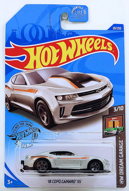 Hot Wheels 2020 - Collector # 020/250 - HW Dream Garage 3/10 - '18 COPO Camaro SS - Metallic Silver - USA Card
