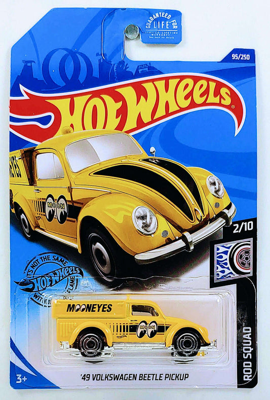 Hot Wheels 2020 - Collector # 095/250 - Rod Squad 2/10 - '49 Volkswagen Beetle Pickup - Yellow / Mooneyes - USA Card