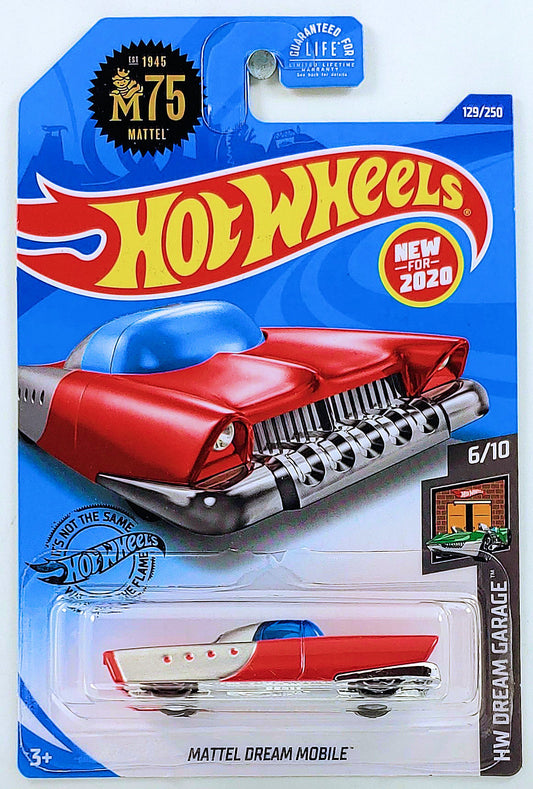 Hot Wheels 2020 - Collector # 129/250 - HW Dream Garage 6/10 - New Models - Mattel Dream Mobile - Red - USA Card with Mattel 75th