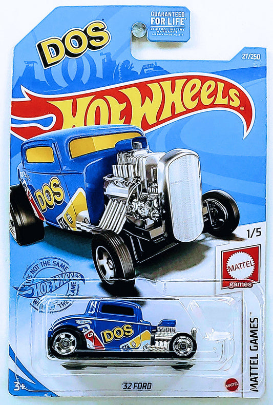Hot Wheels 2021 - Collector # 027/250 - Mattel Games 1/5 - '32 Ford - Blue / DOS - USA