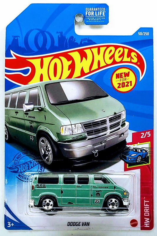 Hot Wheels 2021 - Collector # 050/250 - HW Drift 2/5 - New Models - Dodge Van - Sea Green / Mooneyes - USA
