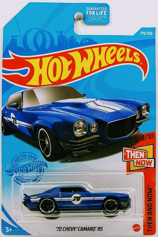 Hot Wheels 2021 - Collector # 179/250 - Then And Now 8/10 - `70 Chevy Camaro RS - Blue - USA Card