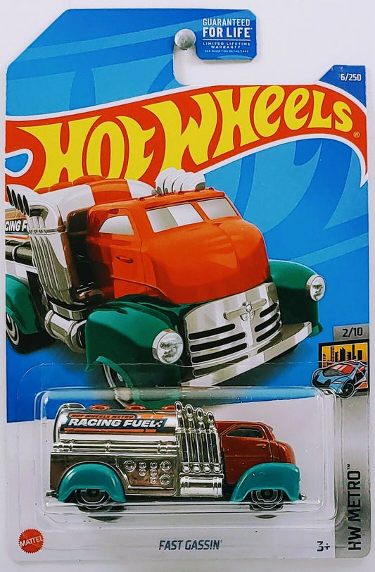 Hot Wheels 2022 - Collector # 006/250 - HW Metro 2/10 - Fast Gassin' - Red & Teal - Aero Disc - USA Card