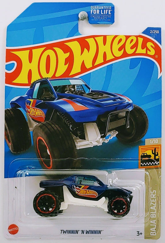 Hot Wheels 2022 - Collector # 002/250 - Baja Blazers 1/10 - Twinnin' 'N Winnin' - Blue - USA Card