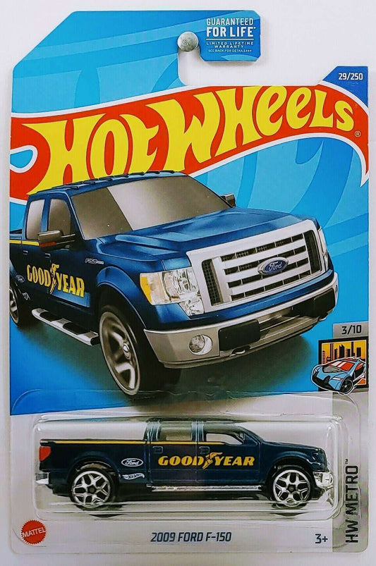 Hot Wheels 2022 - Collector # 029/250 - HW Metro 3/10 - 2009 Ford F-150 - Dark Blue / Goodyear - USA Card