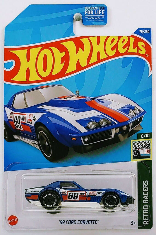 Hot Wheels 2022 - Collector # 079/250 - Retro Racers 6/10 - '69 COPO Corvette - Blue - USA