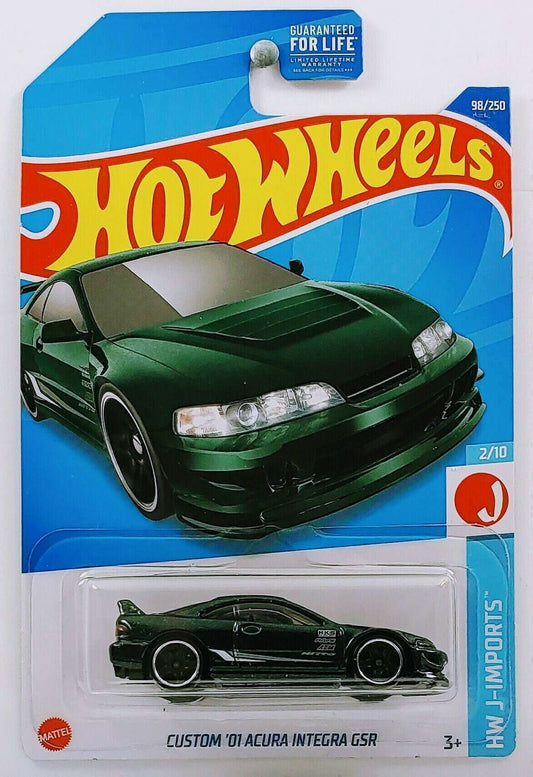 Hot Wheels 2022 - Collector # 098/250 - HW J-Imports 2/10 - Custom '01 Acura Integra GSR - Metalflake Dark Green - USA Card